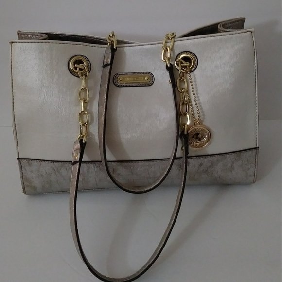 Anne Klein Shoulder Bag with Chain Handles Color Cream/Silver. - Picture 3 of 14